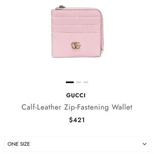 Gucci Calf-Leather Zip-Fastening Wallet, Pink, One Size, NWT, original box